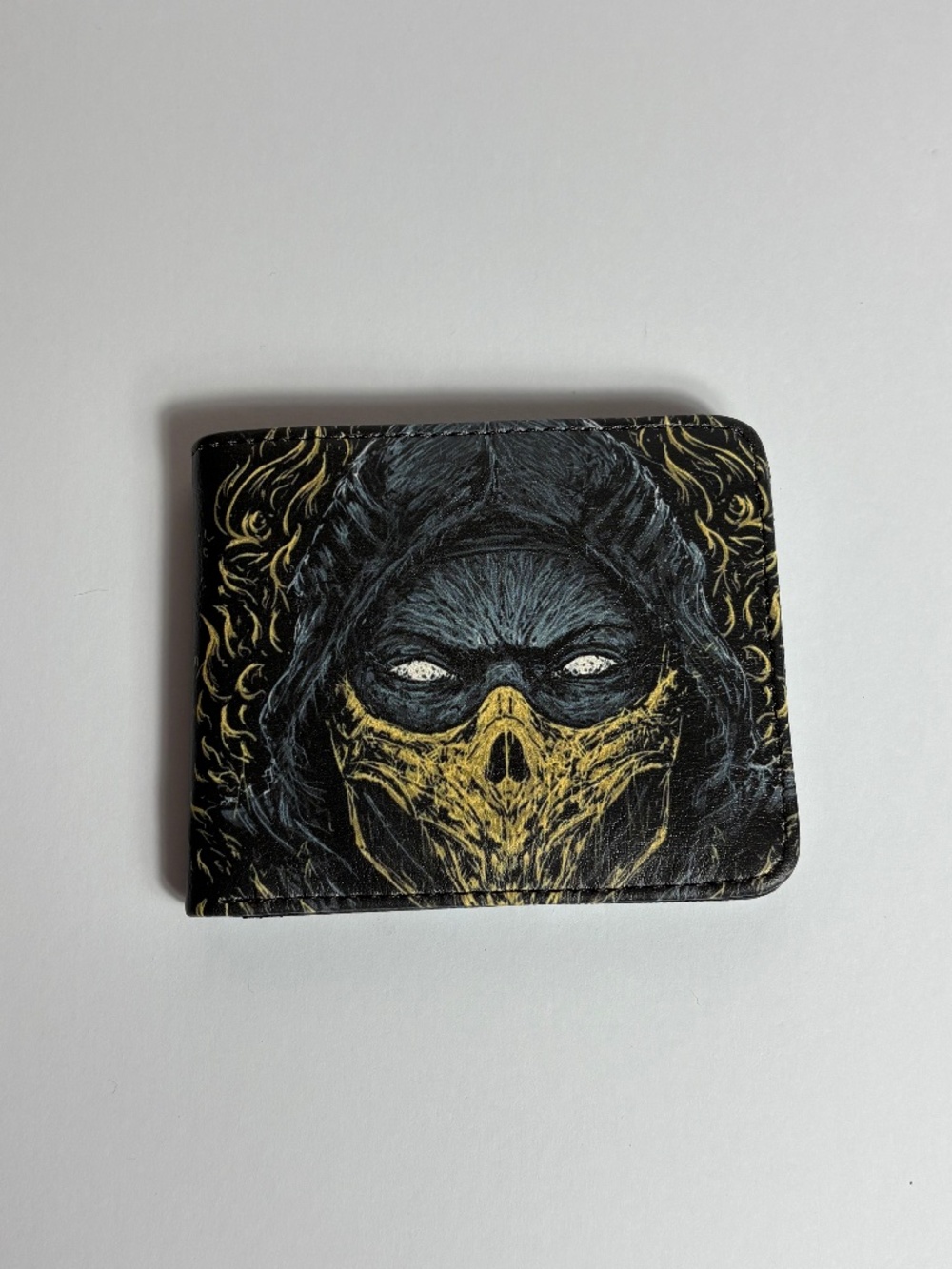 Men's Black & Gold Graphic Bifold Card Holder Wallet
